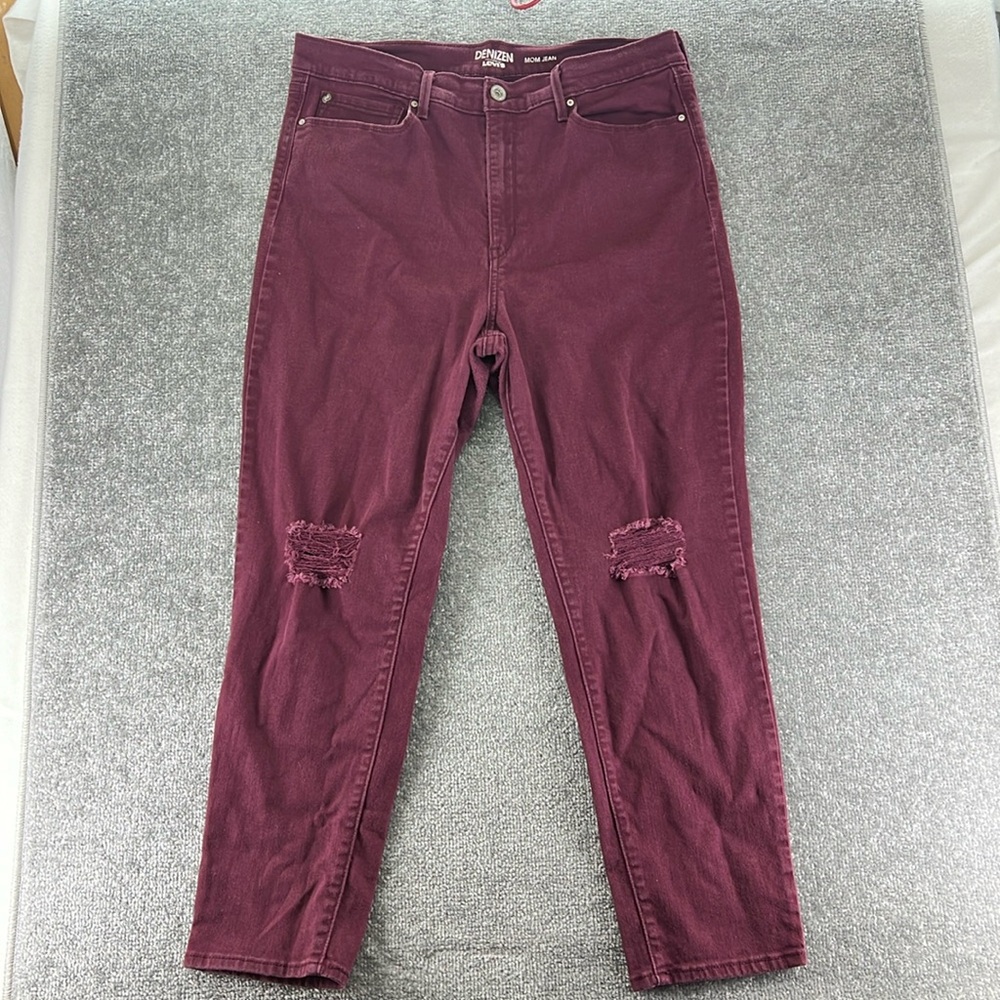 Levi Denizen Jeans Red Purple High Rise Distressed Mom Straight Ankle Juniors 17